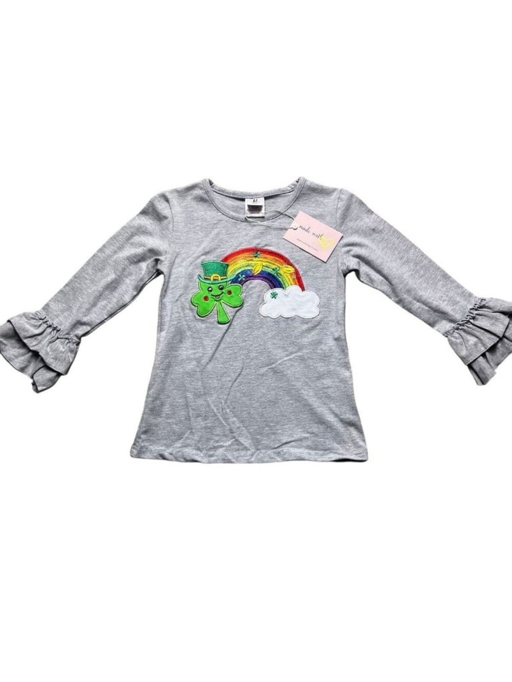 Mia Belle Girls Rainbows End Clover Top New Size Large 5T